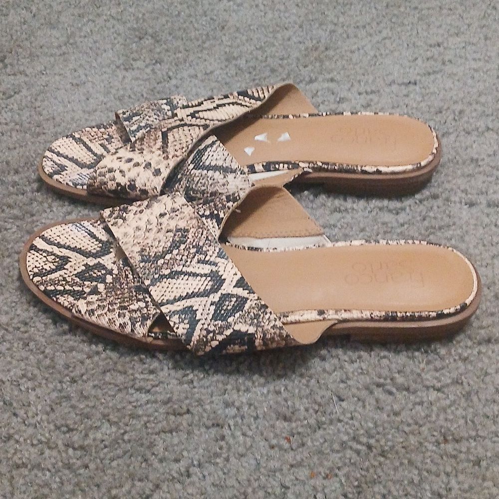 Franco Sarto Marcos snakeskin print slides sandals Sz 8.5 EUC - Picture 3 of 8